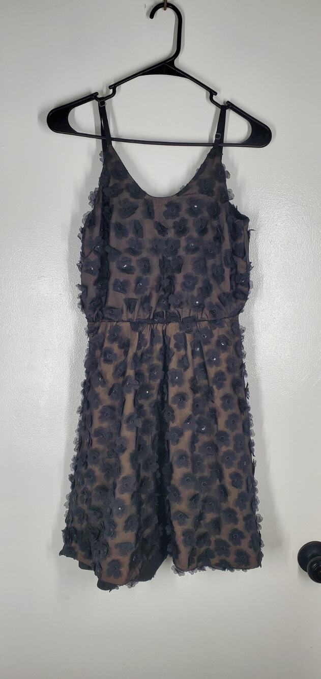 Dress the Population Floral Applique Dress, Black, Size S